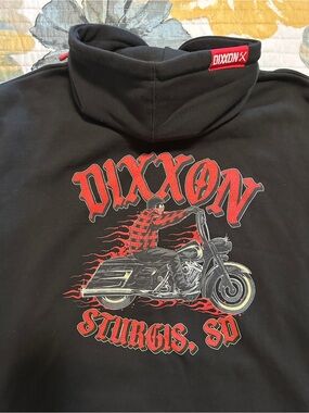 DIXXON Black Hoodie with Red Tag Detail